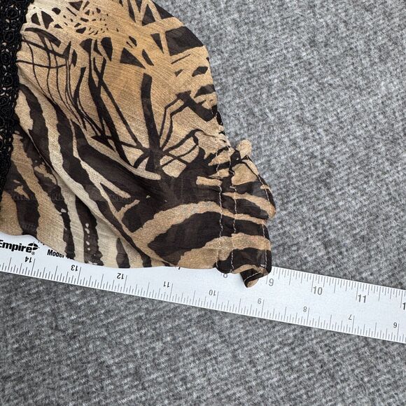 Vintage‎ Guess Tiger Blouse Women's Large Animal Print Long Sleeve Pleated Y2K - Picture 6 of 7